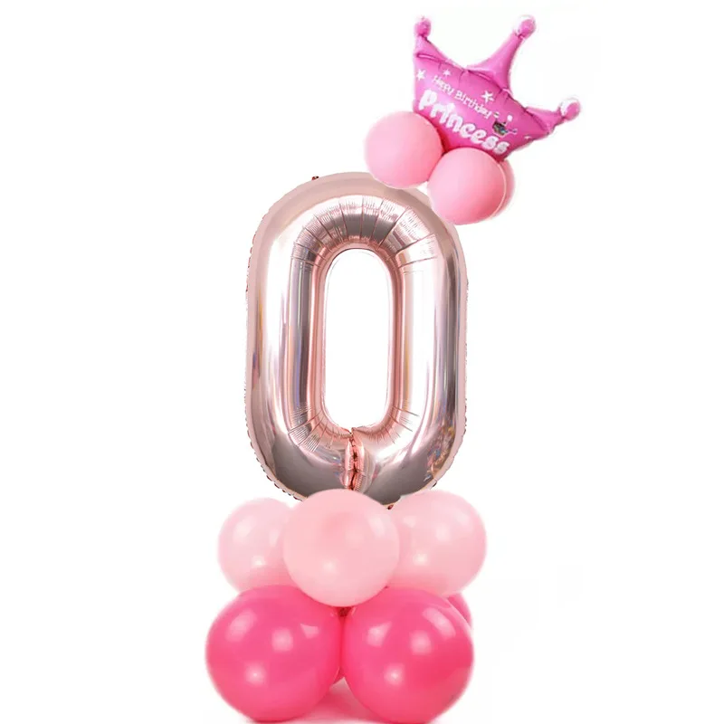 pink0 15 шт./лот, фольгированные шары с цифрами, воздушные шары для дня рождения, Детские воздушные шары для дня рождения, праздничные вечерние украшения - Цвет: pink0