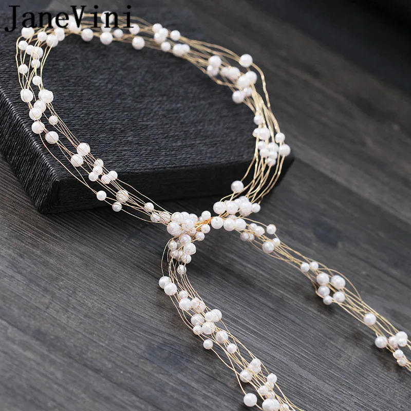JaneVini Wedding Hair Accessories Simulated Pearl Haedbands for Bride Crown Women Hairband Ornaments haar accessoires bruid | Украшения и