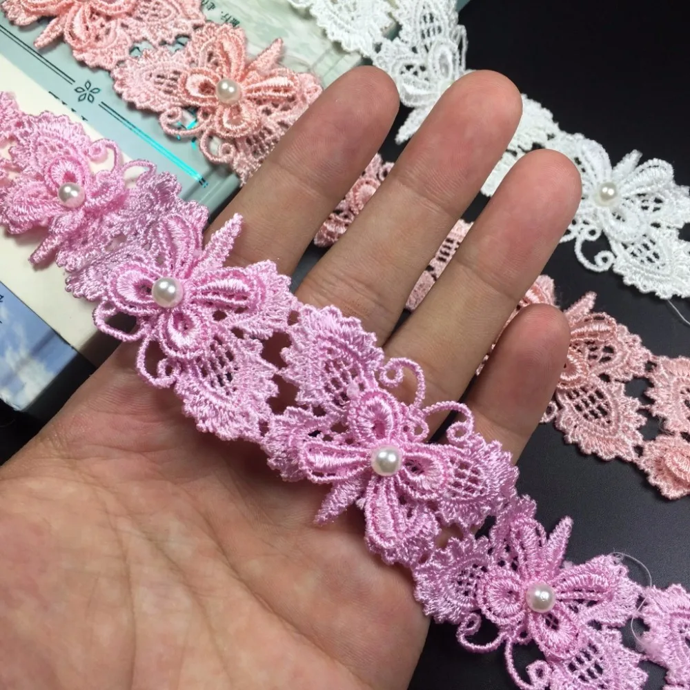 15 ярдов Ремесло Плетеные Из Бисера Поддельный Жемчуг Бабочки Shaped Отделкой