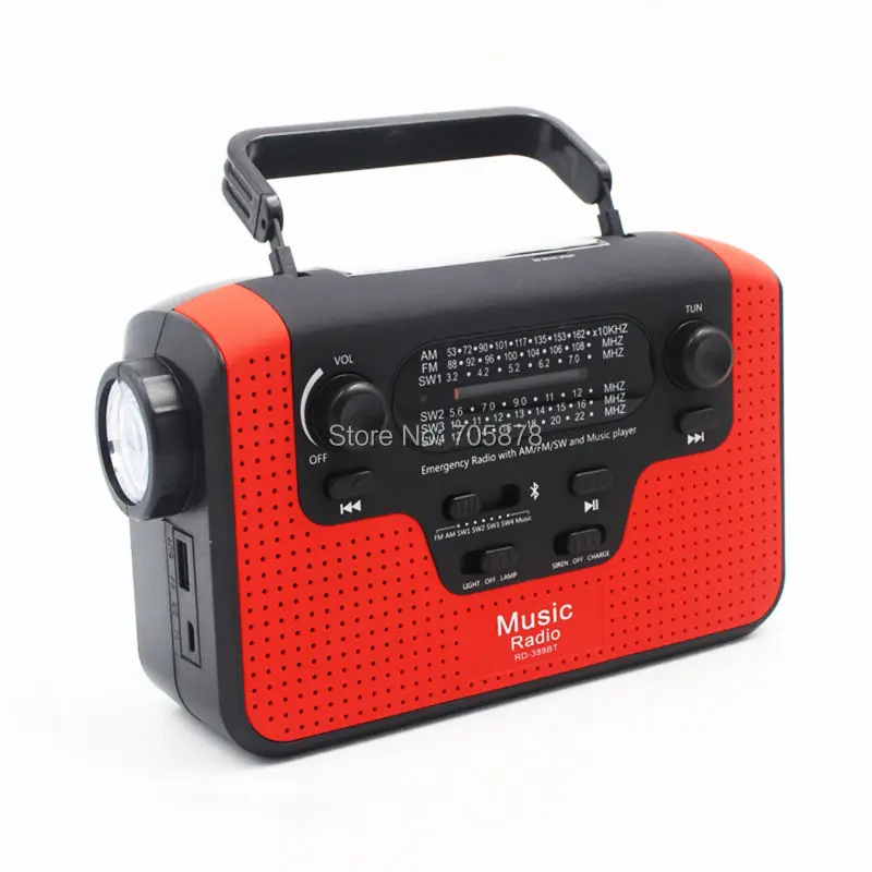 Многофункциональное радио Динамо FM/AM/SW1 SW4 (tf карта) с ручной рукояткой солнечной