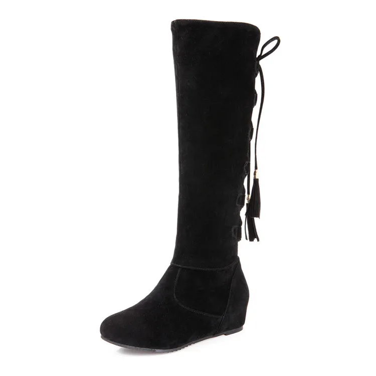 Женские сапоги до колена с круглым носком на платформе размеры 34 43|knight boots|knee