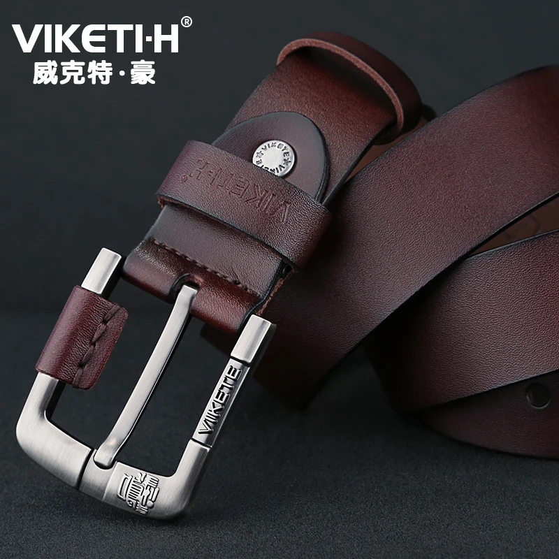 Ремень мужской из натуральной воловьей кожи однотонный пояс с простой пряжкой