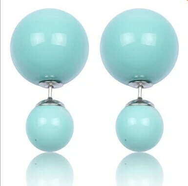 Конфеты пирсинг себе свадебное Серьги-гвоздики Brincos Perle Pendientes Boucles двойной Серьги с жемчугом Pendiente для женщин - Окраска металла: sky blue