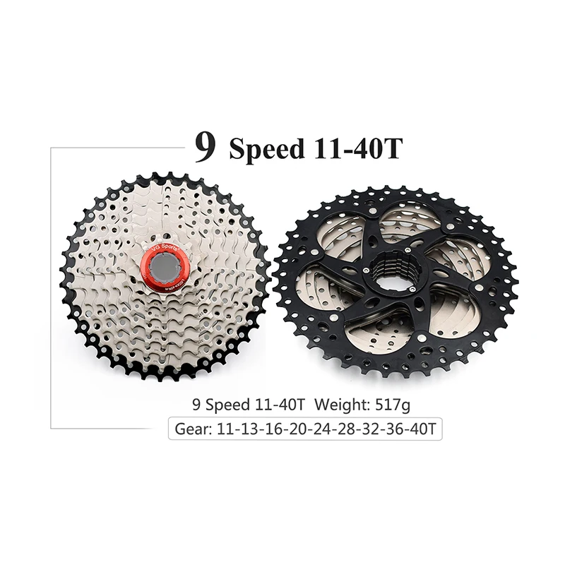 VG sports 9 speed 11-50 T/46 T/42 T MTB кассета велосипедная Звездочка свободного хода cdg 9S горный велосипед свободного хода 11-40 T/36 T Сверхлегкий - Цвет: 9S  11-40T