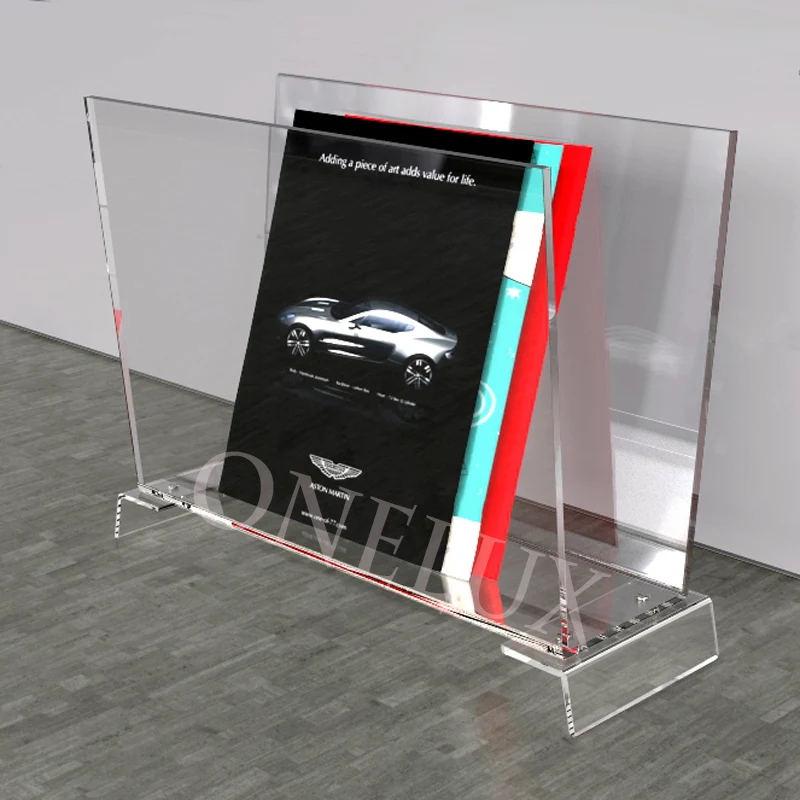 

Crystal Clear Acrylic home use magazine/newspaper/brochure rack,Lucite Book Holder - KD packed