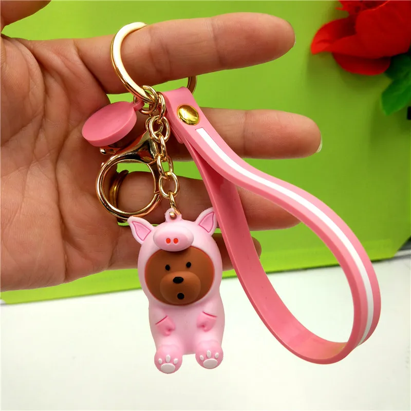 Новинка 2019 голая Мишка аниме гризли ПВХ Горячая цепочка ключей Ремешок брелок