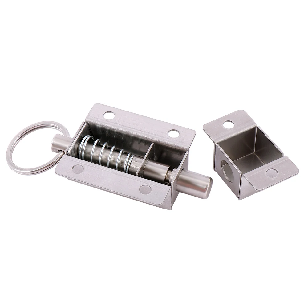 3 Inch Long Stainless Steel Spring Door Latch With Button Slide Lock Barrel Bolt High Quality Practical images - 6