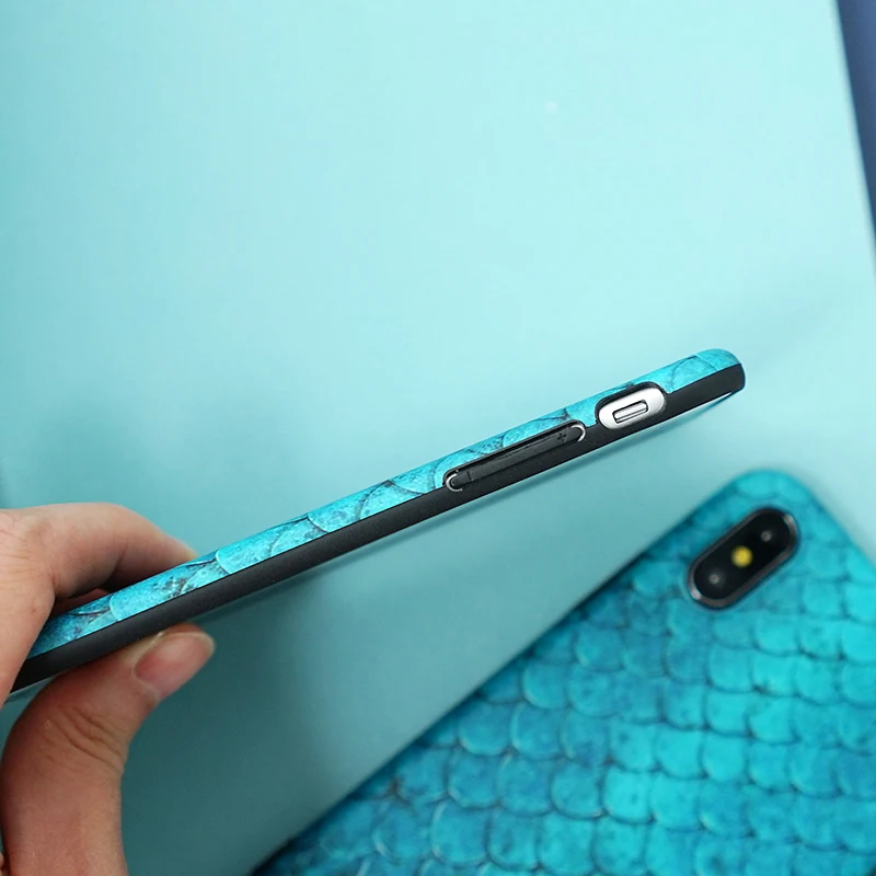 Синий Русалка чехол для iPhone 7 8X6 6 S плюс Капа довольно Малахит рыбья чешуя кожи