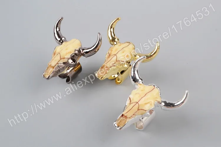 BOROSA Longhorn кольцо из смолы с рогом, золото/серебро/пистолет черный цвет буйвол бык кольца модные украшения для вечерние G1068