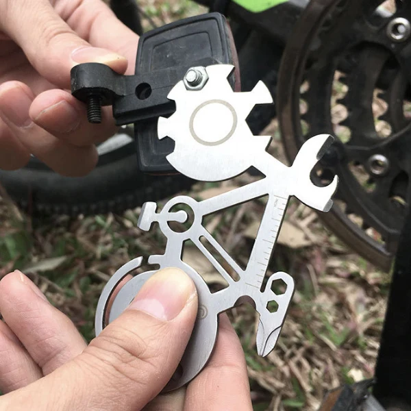 

1pcs Multifunctional Tool Outdoor Mountain Bike Card Wrench Can Opener Bottle Opener Cut Rope MC889