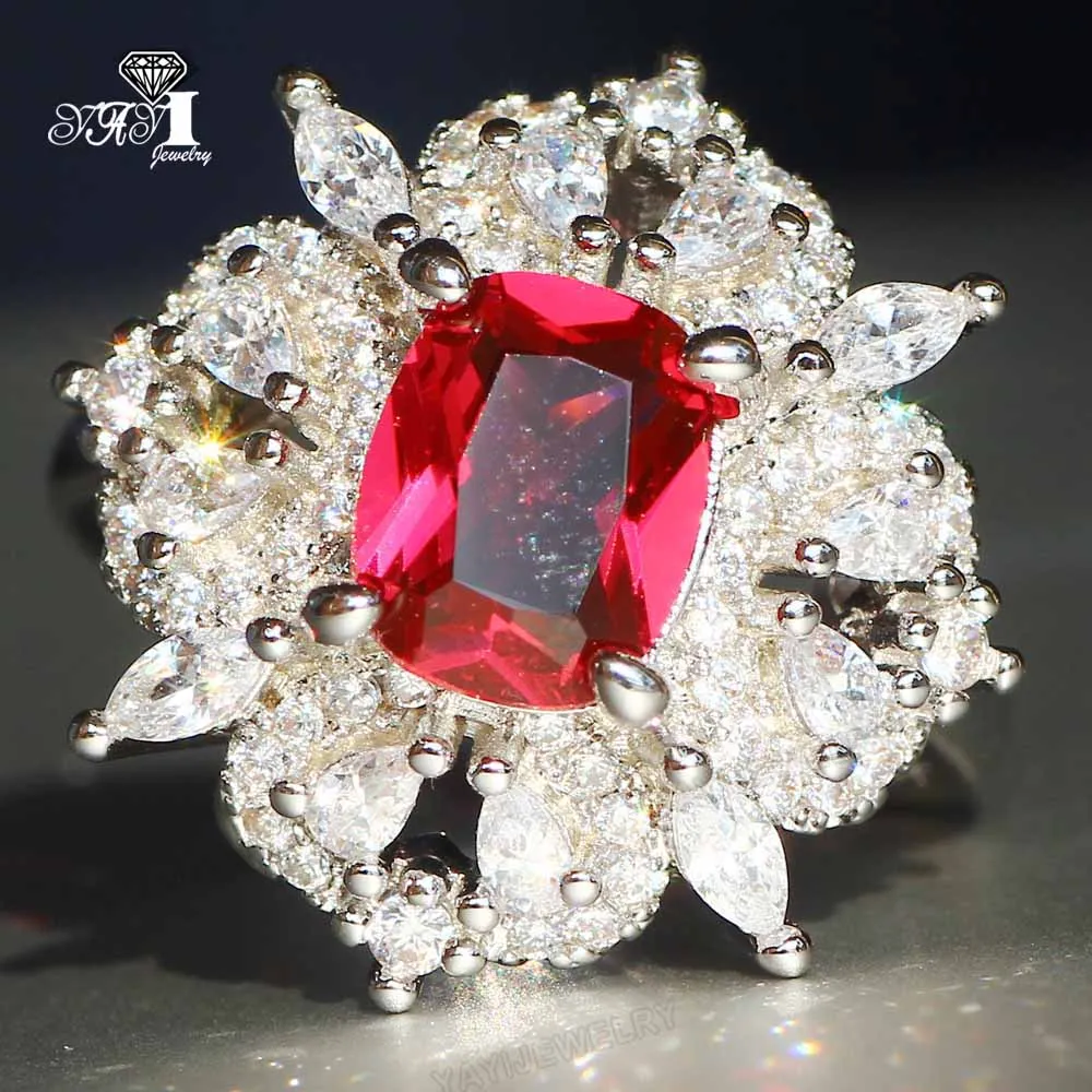 Ювелирные изделия YaYI Принцесса Cut 8 4 CT красный цирконами серебряные Цвет