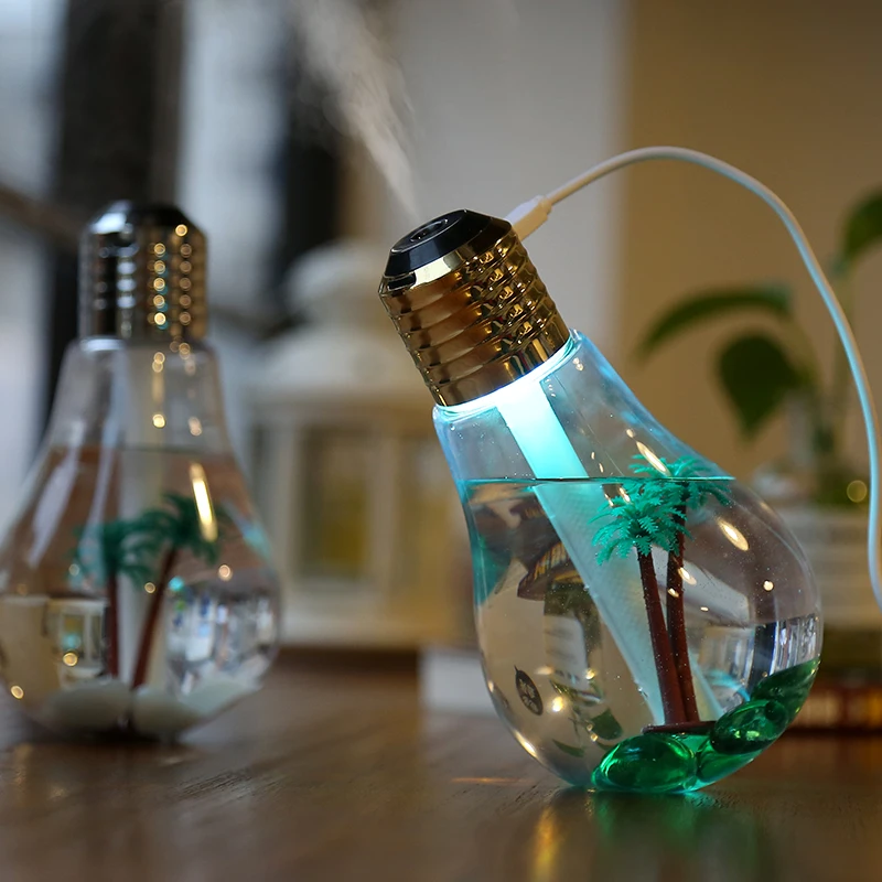 400ML Colorful Light bulb Humidifier Air Ultrasonic USB Essential Oil Diffuser Atomizer Freshener Mist Maker For Home Office | Бытовая