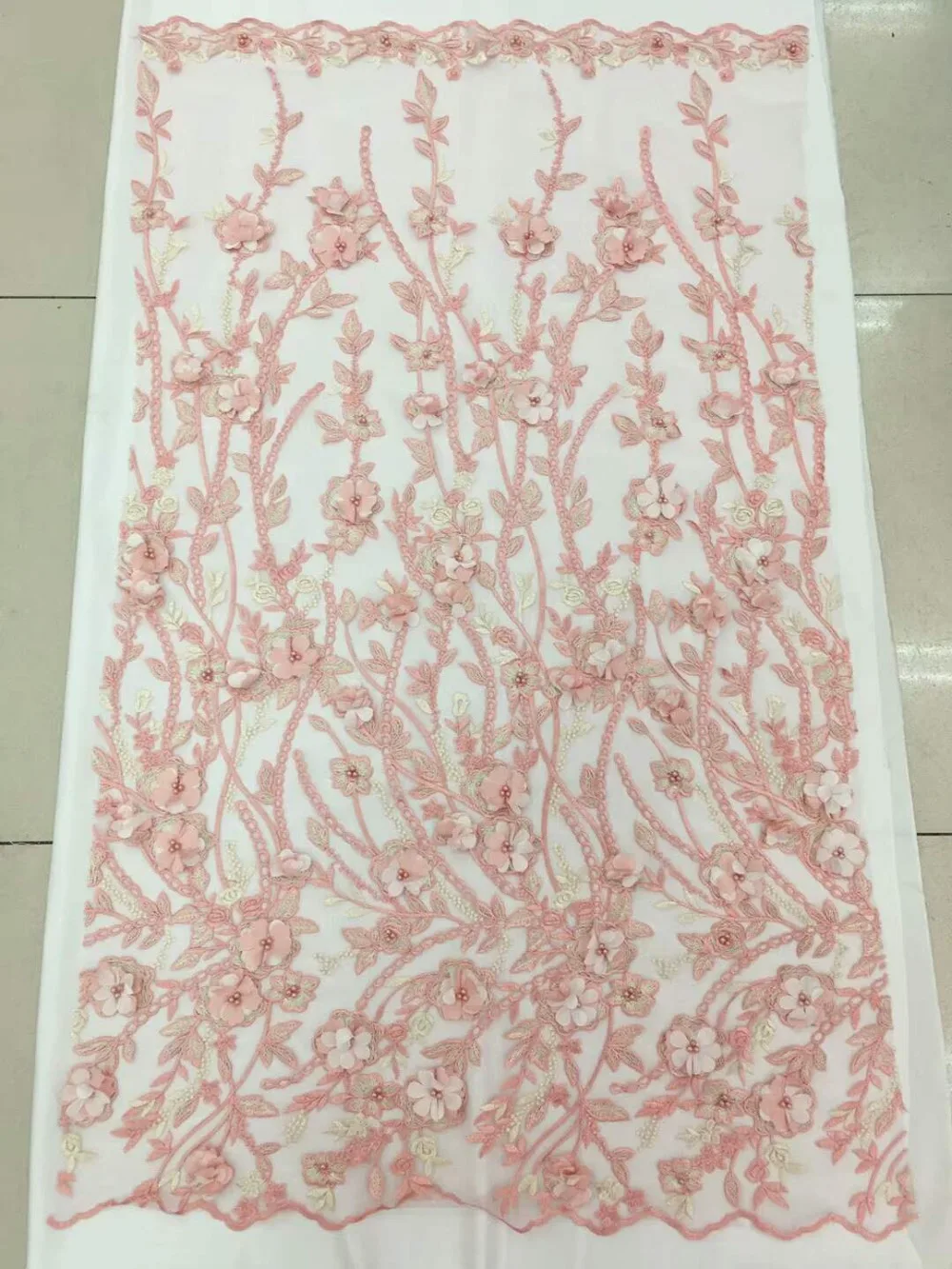 

new arrival 3D fabric/3D luxury flower fabric/haute couture lace fabric 5yards/lot for bridal dress/proms/gowns/lady garment
