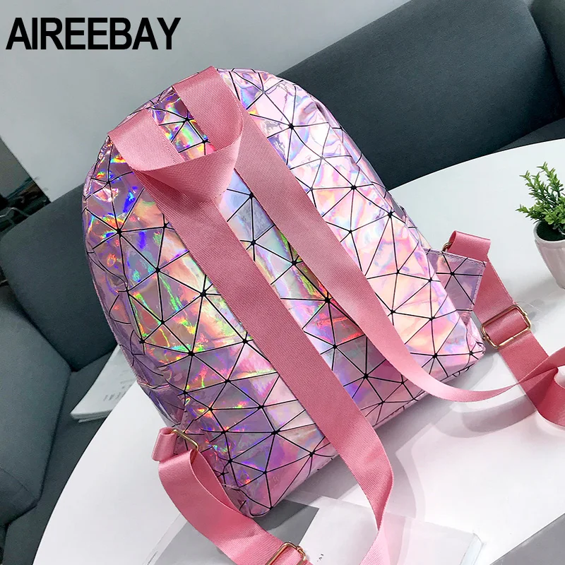 AIREEBAY элегантный дизайн голограмма лазерный рюкзак для женщин из мягкой искусственной кожи рюкзак школьные рюкзаки для девочек маленькие сумки на плечо