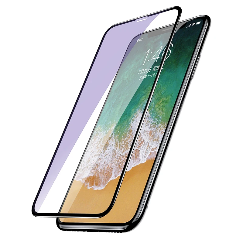 Baseus 0,2 мм Защита экрана для iPhone X 6D полное покрытие 9H закаленное стекло для iPhone X 10 переднее защитное стекло пленка - Цвет: Anti Blue Light