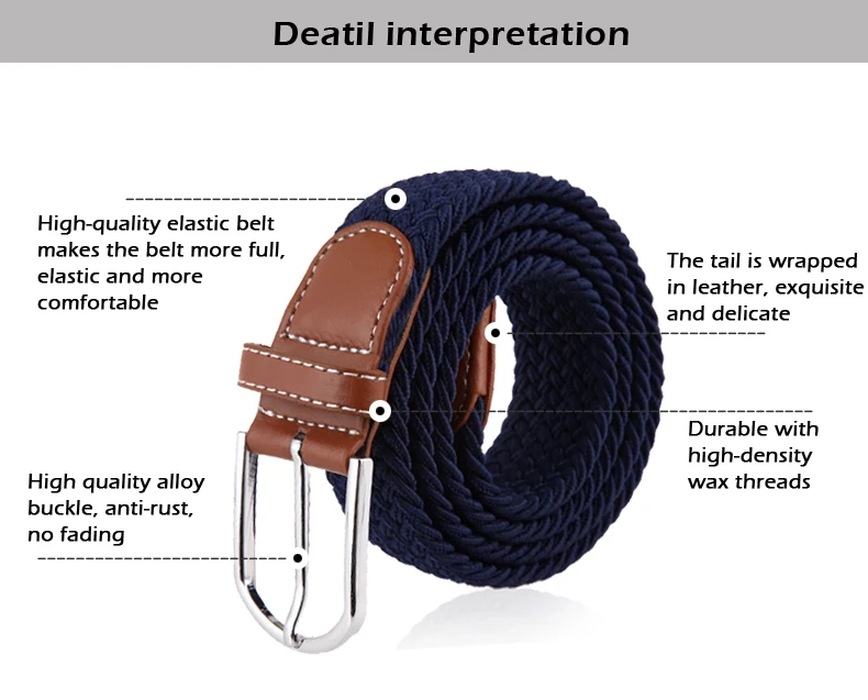 MEDYLA 100-120x3.2cm New mens casual Stretch Woven Belt Women's Child Elastic Belts For Jeans knitted belts