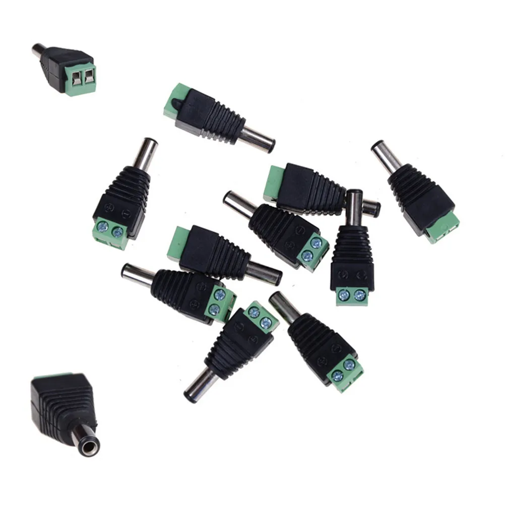 

HOT 10 Pcs 12V 2.1 X 5.5mm DC Power Male Plug Jack Adapter Connector Plug For CCTV Single Color LED Light