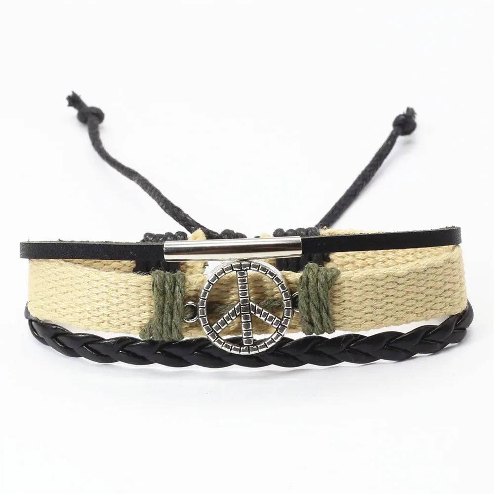 Модные мужские браслеты в богемном стиле с кожаным ремешком женские Украшения