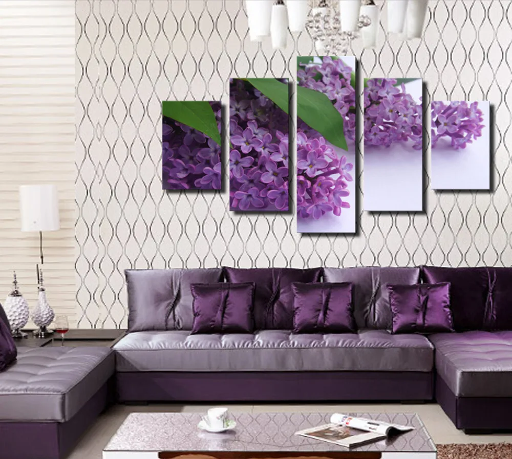 

Angel's Art 5pcs/Set Unframed Purple Flowers Print Wall Decor Painting