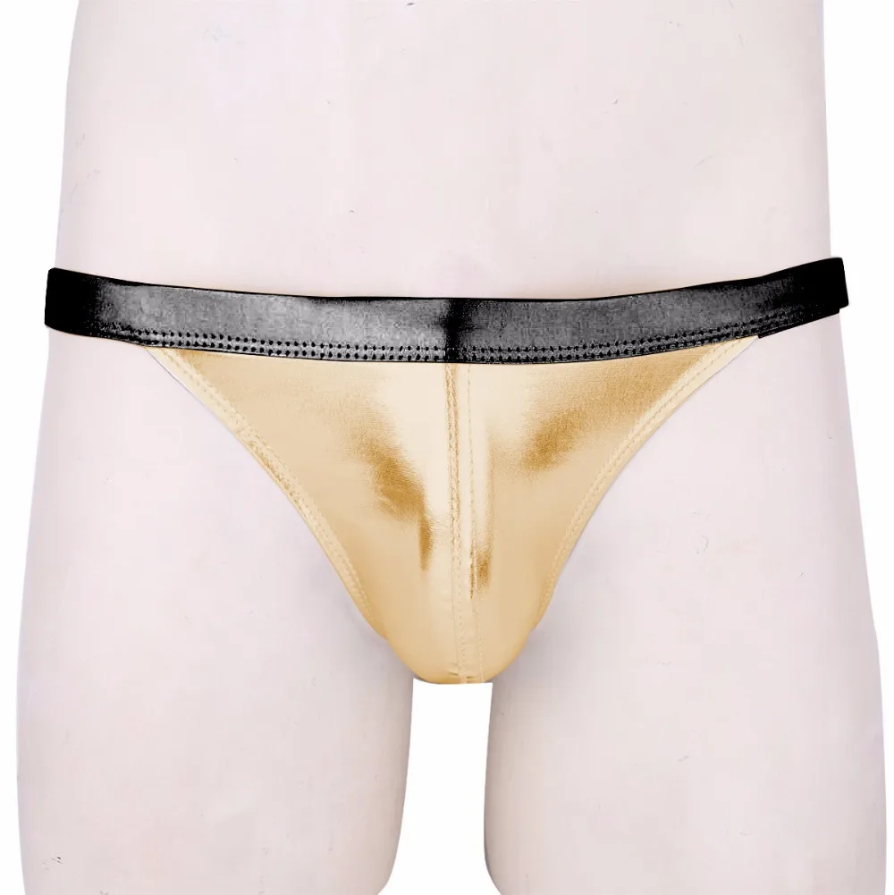

Plus Size Man Undershorts Male Erotic Lingerie Faux Leather Wild T Crotch U Convex Pouch Jockstrap Tight Patent Leather Briefs
