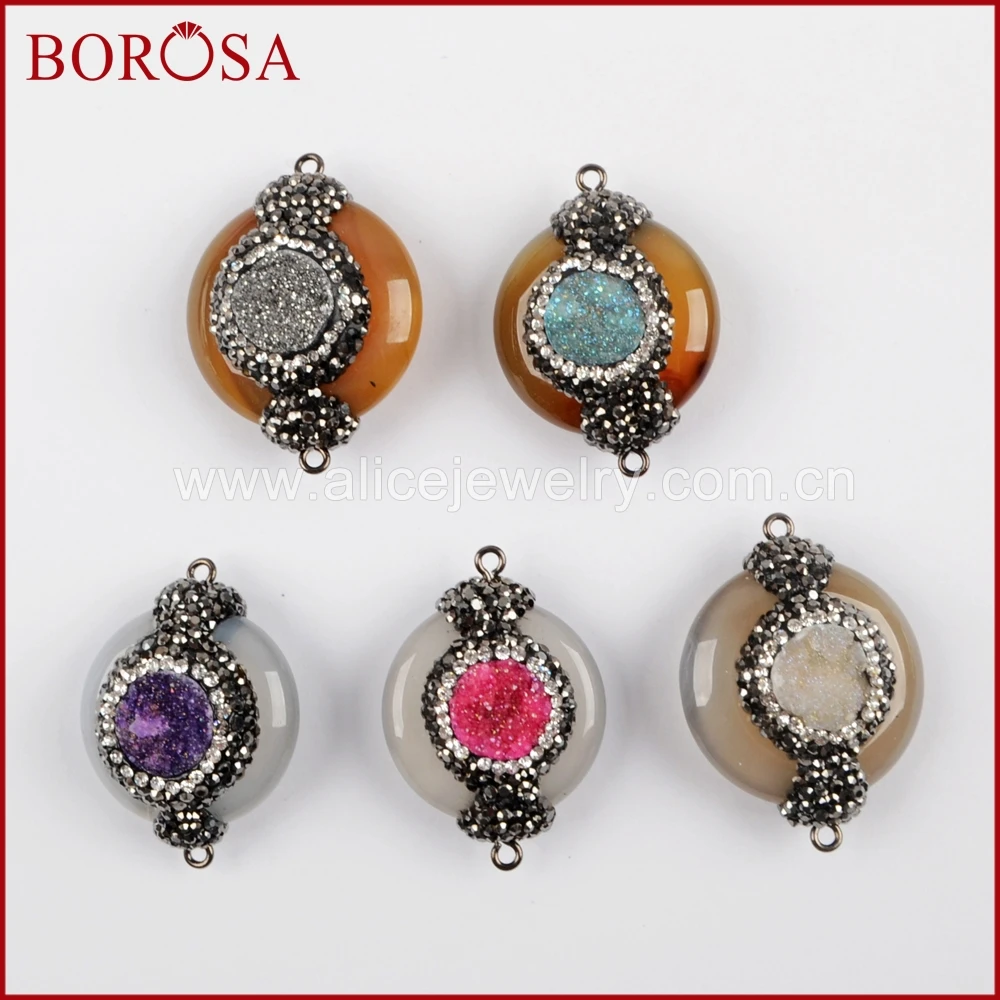 BOROSA 5/10 шт. круглый ворот ручной работы проложить природный кристалл с цирконами