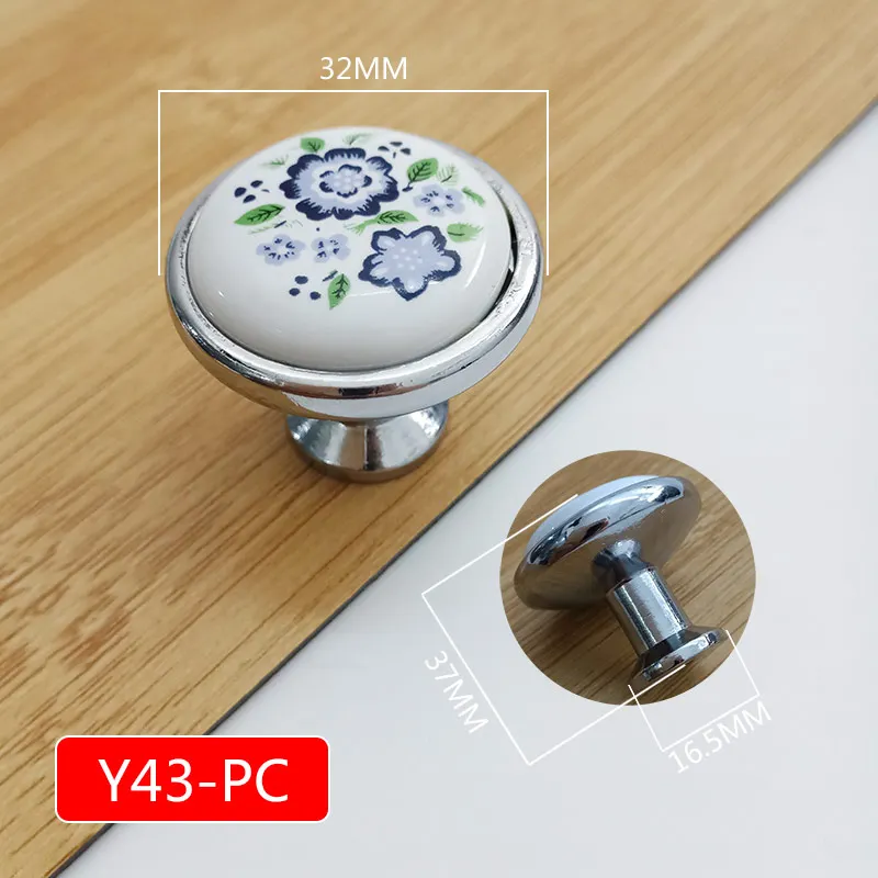 Y43-PC Белый цвет розы лотоса любовь простой керамический с одним отверстием ручка кухонная мебель ручка шкафа ручки для выдвижных ящиков в форме сердца - Цвет: Y43-PC