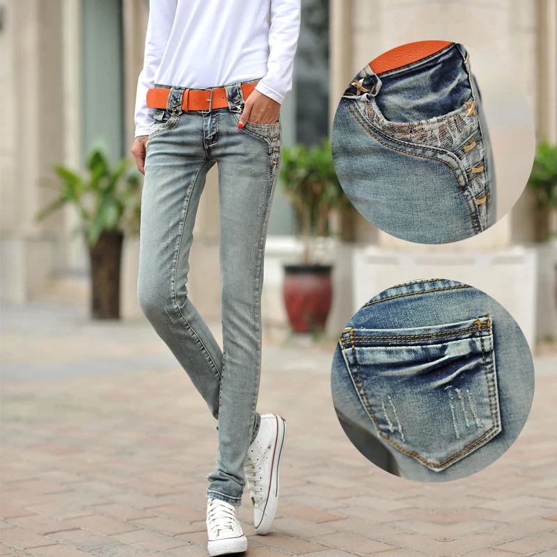 Женские узкие брюки карандаш повседневные из денима на весну модель A0125 2019|jeans