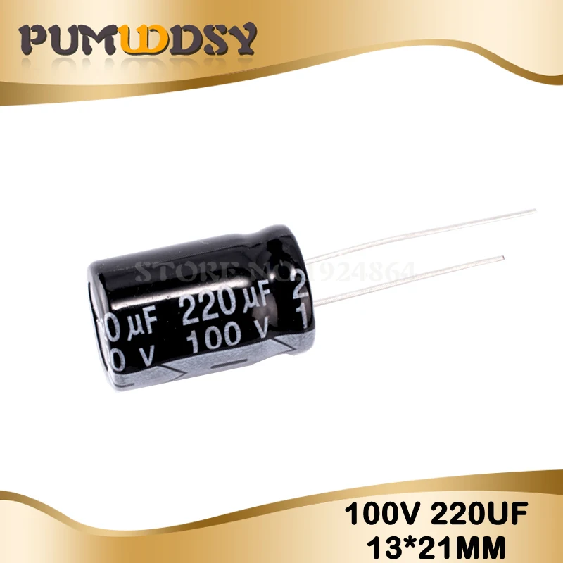 10 шт Высокое качество 100V220UF 13X21 мм 220 мкФ 100V 13*21 электролитический конденсатор с алюминиевой крышкой