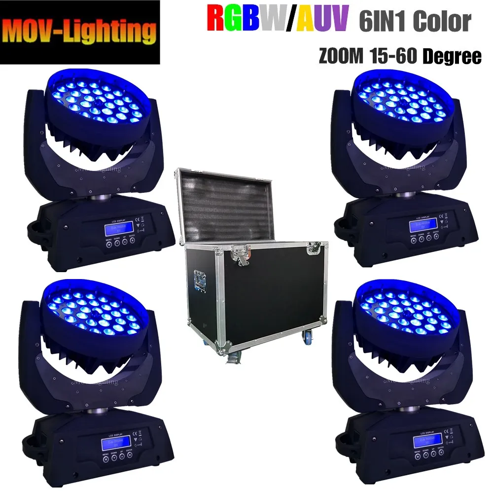 4 шт./лот кейс Новый 36*18 Вт профессиональный шоу мытья СИД 6 в 1 RGBWauv DMX ДИСКО сигнала
