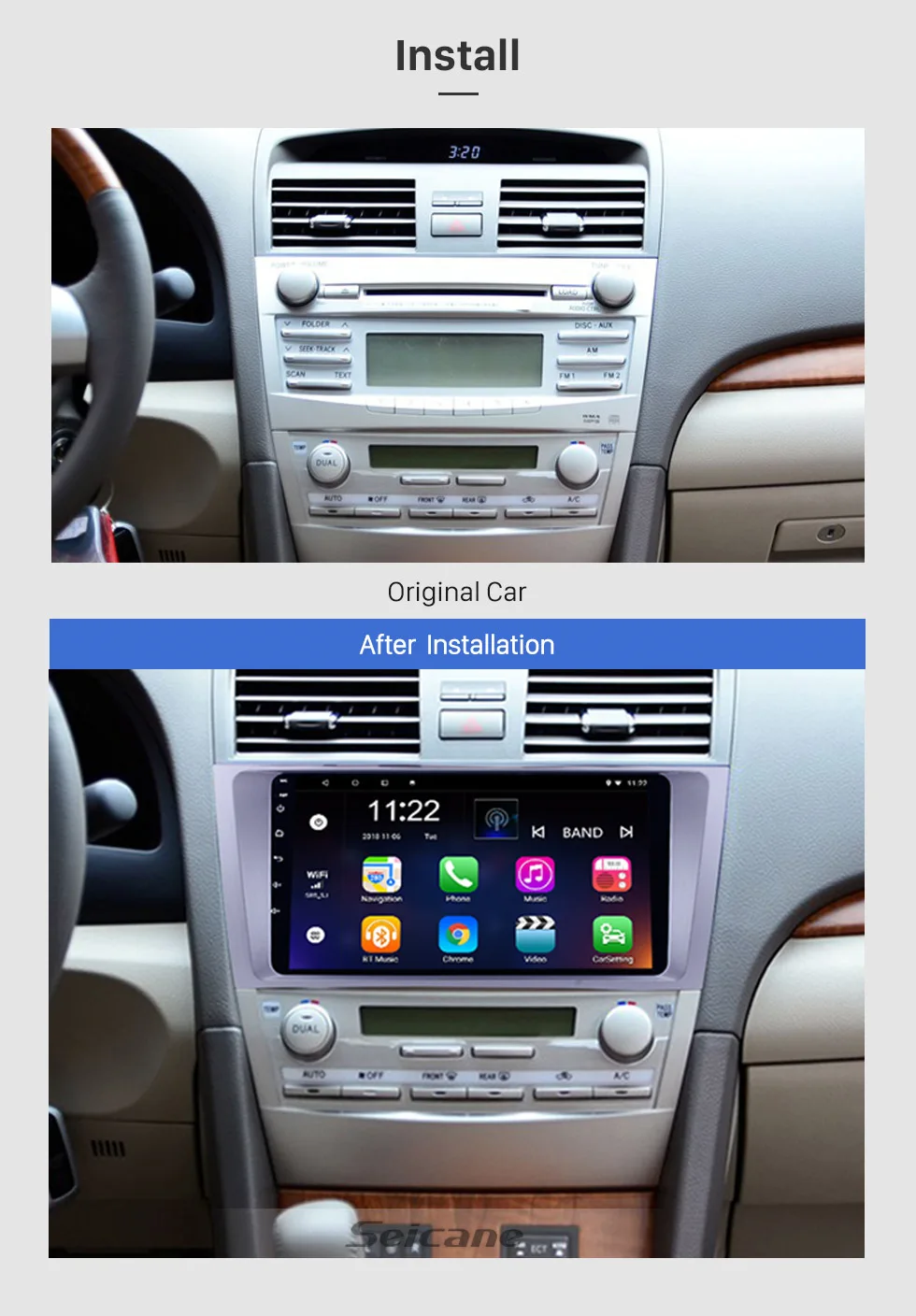 Seicane Android 9,0 для 2007 2008 2009 2010 2011 TOYOTA CAMRY автомобильный мультимедийный плеер " 4-х ядерный радио gps стерео Поддержка DVR