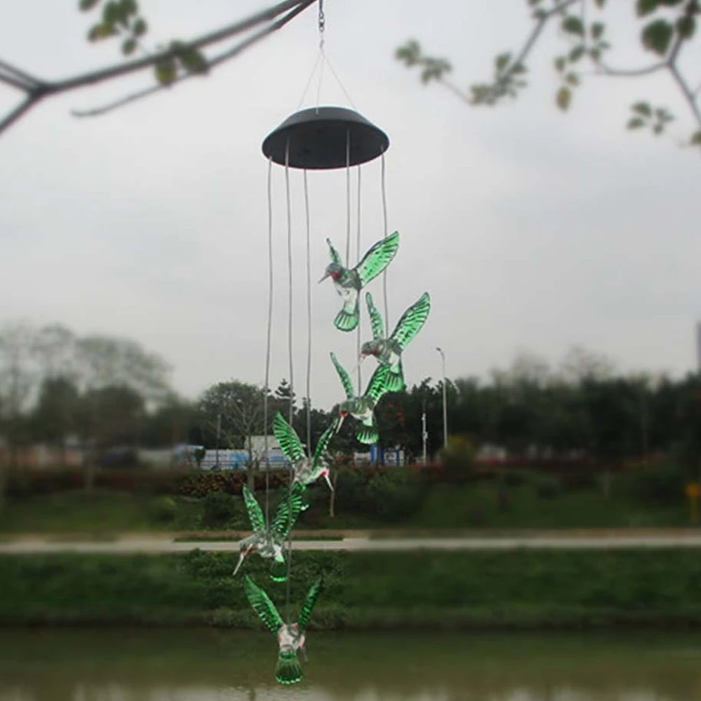 

Solar Color Changing LED Birds Wind Chimes Home Garden Yard Decor Light Lamp Solar Lights Wind Chime Lights