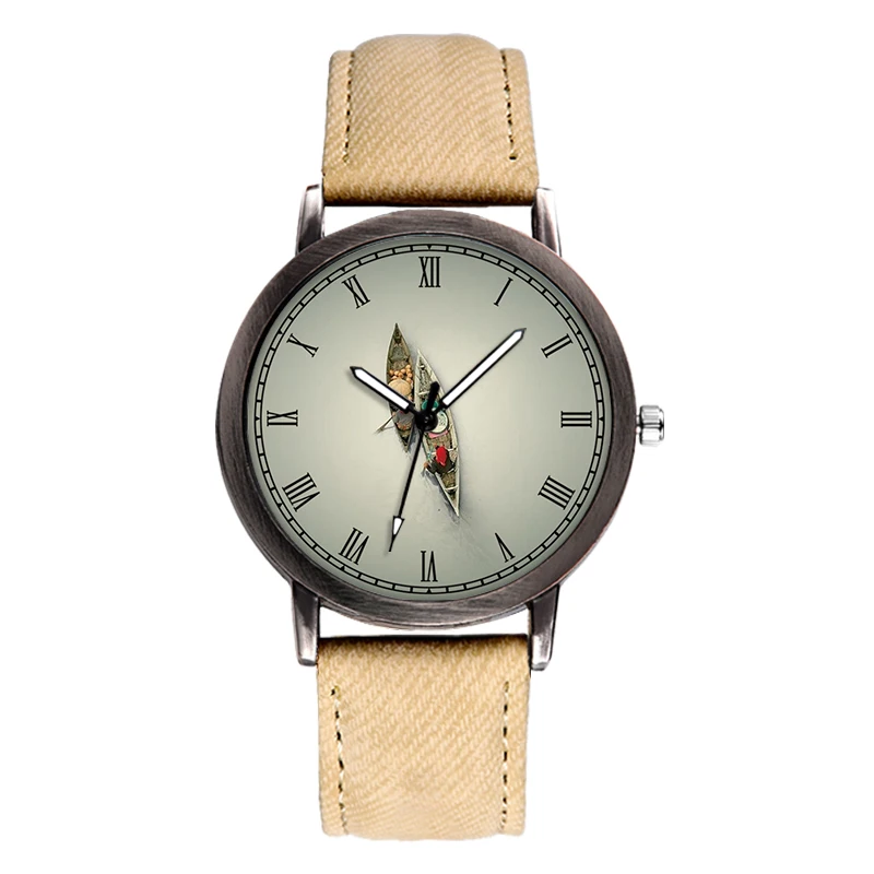 E-0011Wrist часы Для мужчин ретро Дизайн Relojes Hombre необычные женщин 3 цвета деним на пару