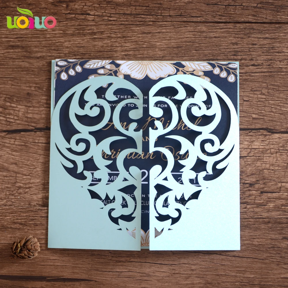 10 шт./компл. золотые Романтические свадебные пригласительные открытки с нежным