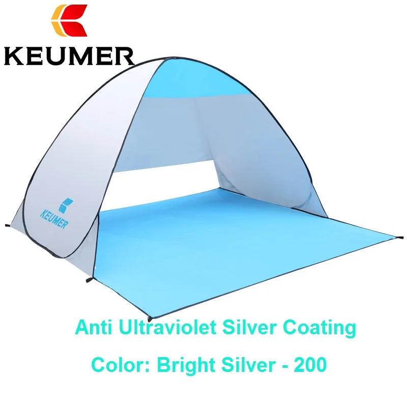 Silvery KEUMER XL 3-4 человек быстрое автоматическое открытие пляж палатка большой размер анти УФ навес тент - Цвет: Silvery