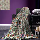 Марокканское разноцветное одеяло Azulejo с узором португальский орнамент абстрактные цветочные композиции листья теплое одеяло из микрофибры