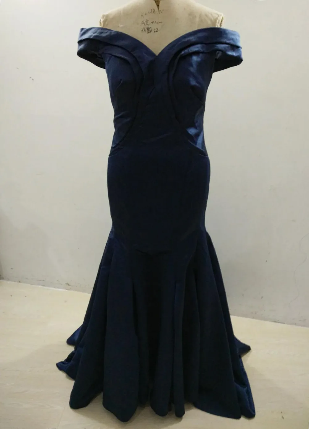 Женское вечернее платье-русалка темно-синее платье до пола с V-образным вырезом