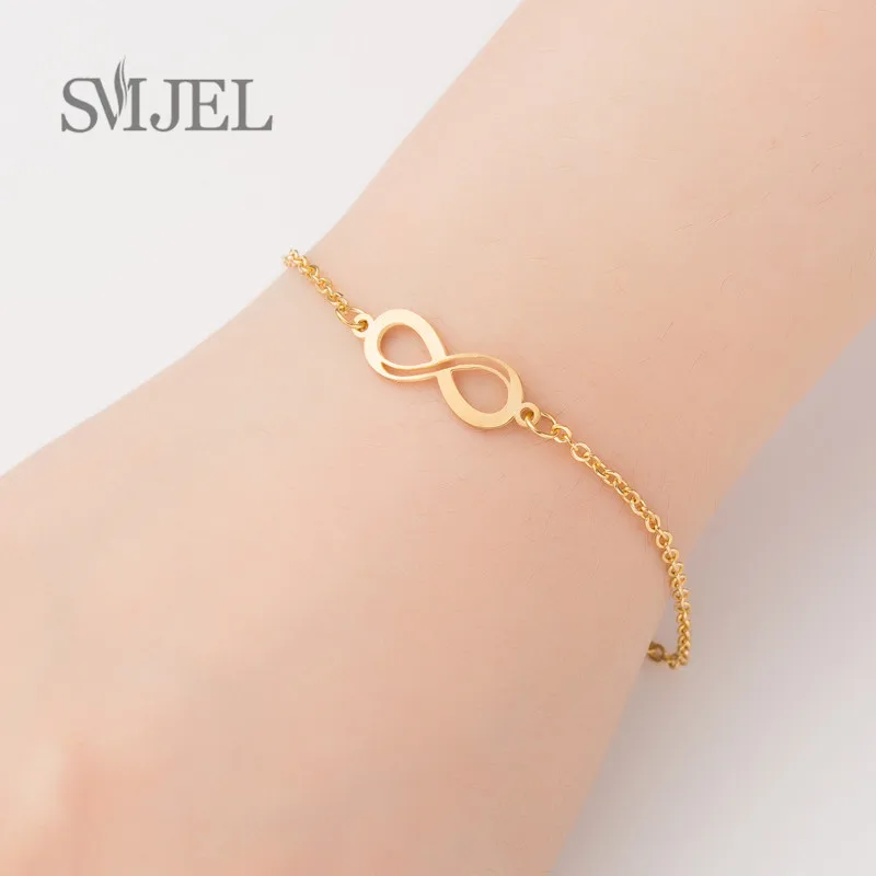 infinite Bracelet SMJEL,, браслет из нержавеющей стали, женский, милый, Бабочка, слон, сердце, браслеты, нарукавная повязка, ювелирное изделие для девочек, браслет - Окраска металла: infinite Bracelet