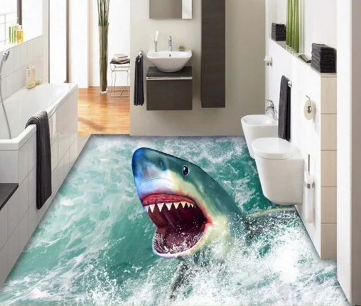 

[Self-Adhesive] 3D Shark Ocean 2 Non-slip Waterproof Photo Self-Adhesive Floor Mural Sticker WallPaper Murals Wall Print Decal