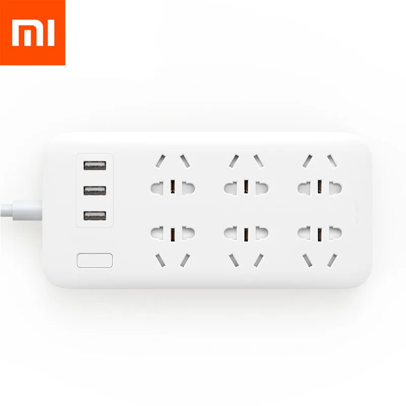 Xiaomi Mijia 2A Быстрая зарядка сетевой полосы 3 USB удлинитель 6 стандартных розеток AU с адаптером EU UK US