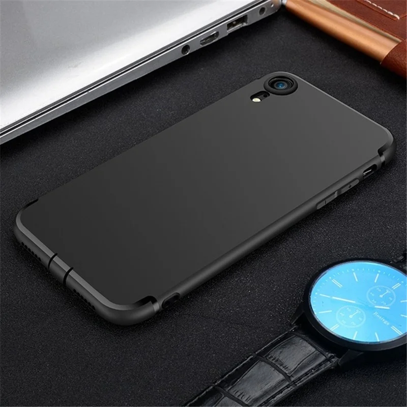 Черный Тонкий мягкий матовый Силиконовый из ТПУ чехол для Iphone 11 Pro Xs Max X Xr 6 6s 7 8 Plus защитный чехол с заглушкой от пыли - Цвет: Черный
