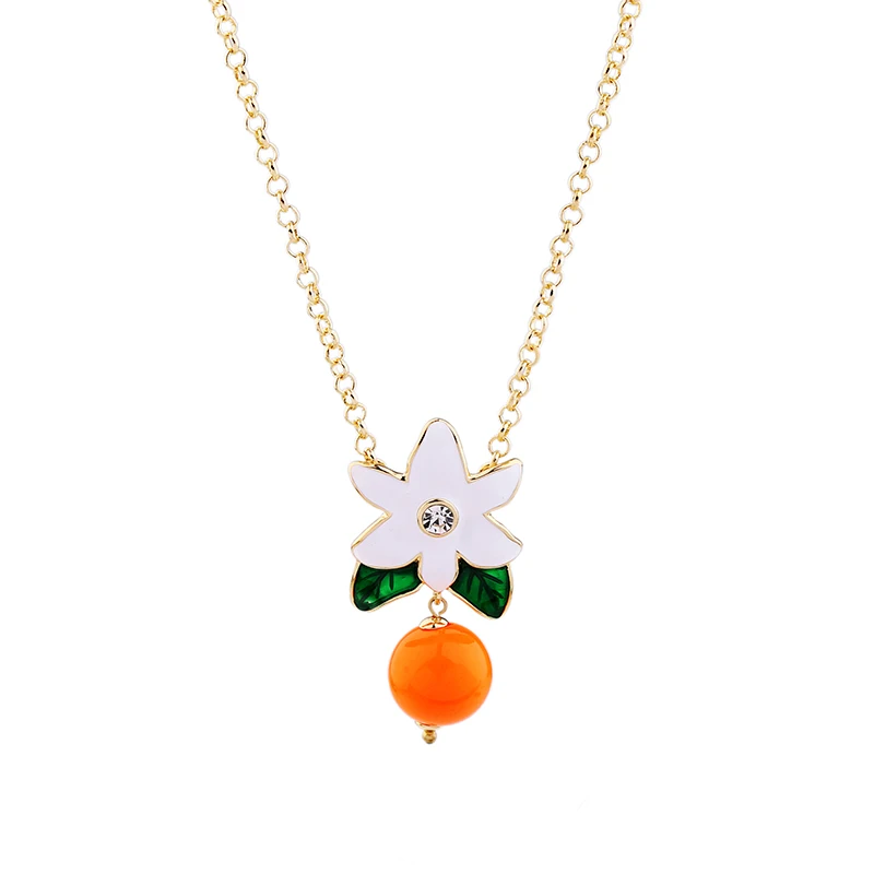 Женское Ожерелье с эмалью оранжевое ожерелье из бисера в форме цветка лето
