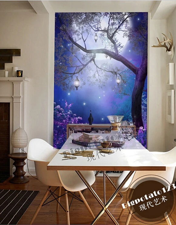 Новейшая Высококачественная 3d фреска на заказ мечта о большом дереве под луной