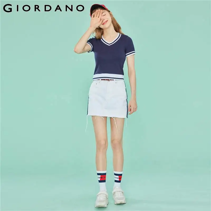 Футболка Giordano женская Летняя трикотажная футболка с коротким рукавом и