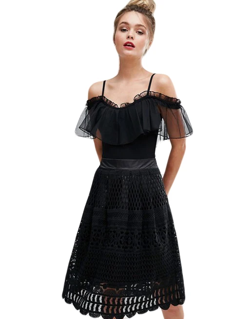 MINSUNDA черный ремень с открытыми плечами сетчатый боди оборками v-образный вырез