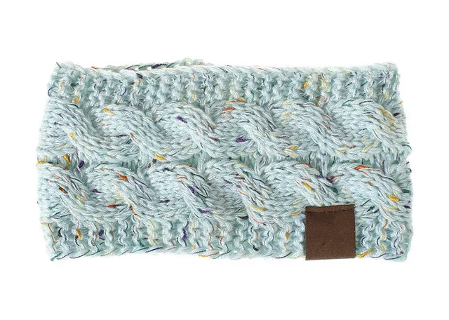 light blue 2 with ta Вязанный крючком Твист головной убор повязка тюрбан зимняя теплая повязка для ушей эластичная лента для волос для женщин широкие аксессуары для волос - Цвет: light blue 2 with ta
