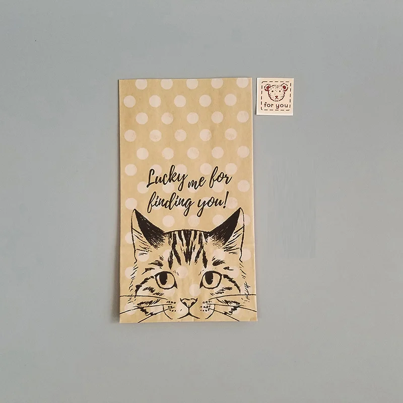 White Cat 10 шт крафт-бумажный мешок, Подарочный мешок для кошек, конфет, печенья, свадебной упаковки, для дня рождения, для вечеринок, маленькая бумажная подарочная упаковка, сумки для подарков - Цвет: White Cat