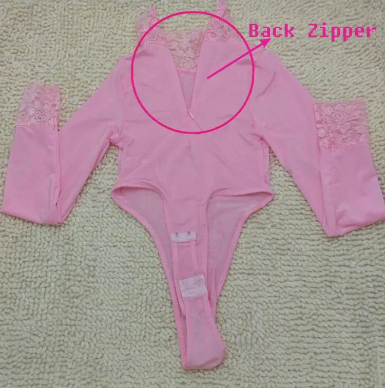 Кружевное прозрачное боди с длинным рукавом и высоким вырезом стринги водолазка