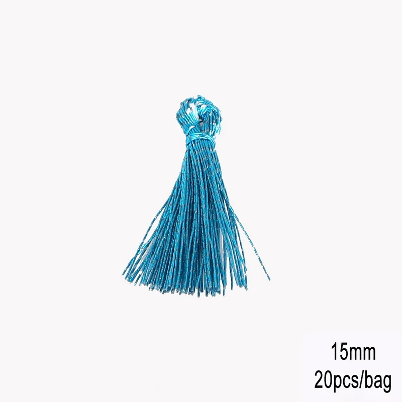 15mm Turquoise 20 шт Разноцветные Мини кисточки бахрома кулон DIY 15 мм 20 мм вечерние шнуры кисточка отделка одежды шторы украшения кисточки кружево - Цвет: 15mm Turquoise