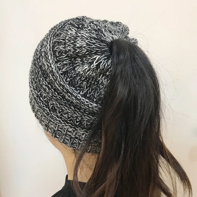 Gorro de punto para mujer gorro de invierno con cola de caballo touca beanie toca chapeu зимние женские головные уборы для женщин