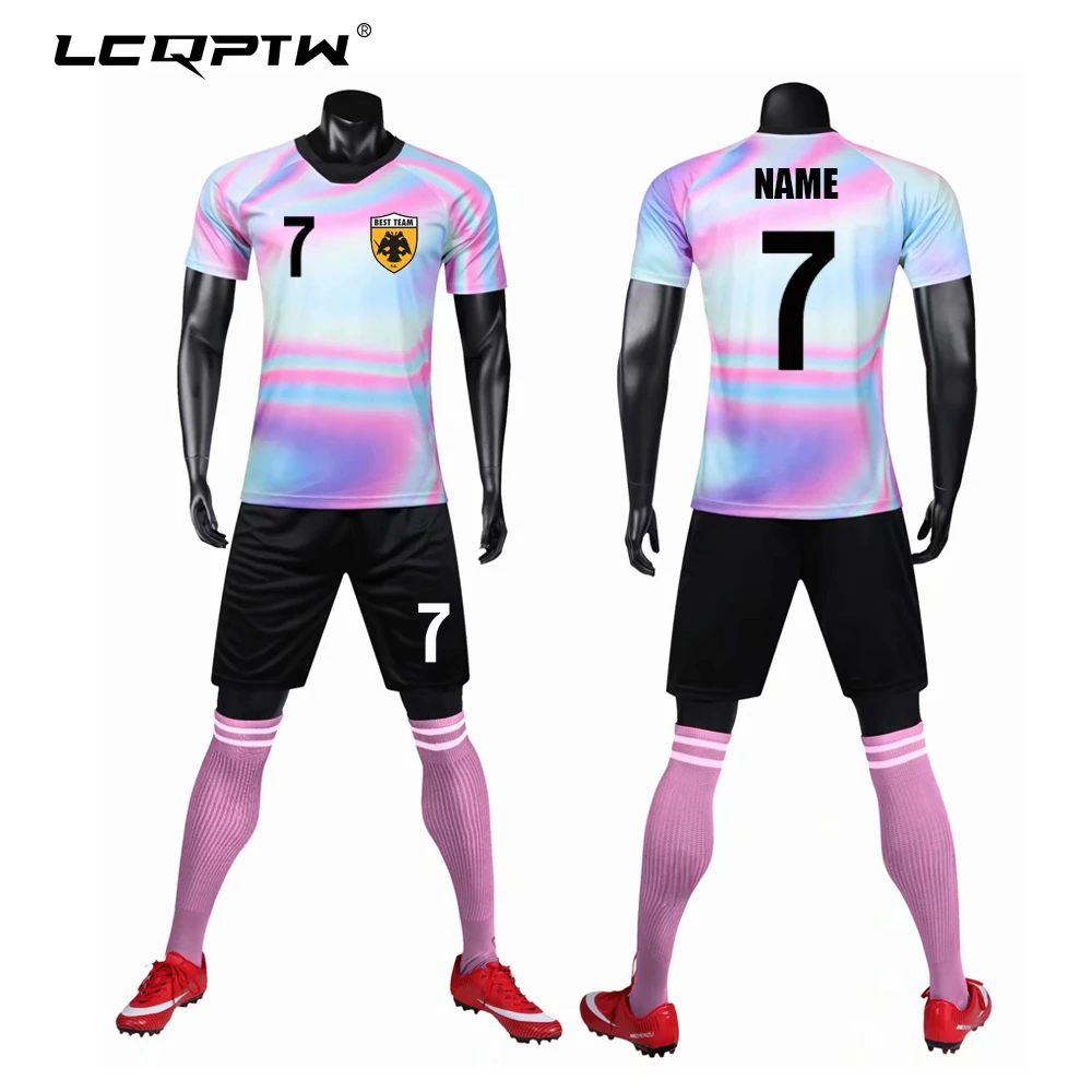 Пользовательские Дети взрослых Футбол Джерси наборы бесплатно носки команда